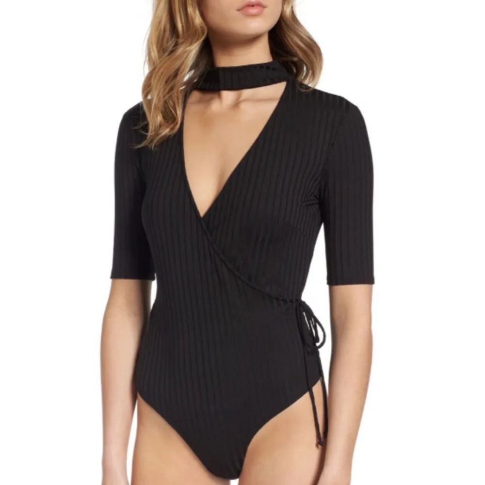 ASTR the label rib choker bodysuit